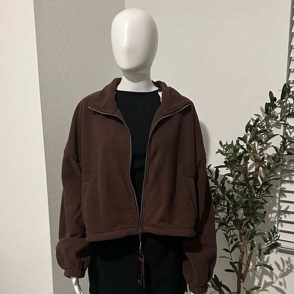 Jackets & Blazers - Brown Zip-Up Fleece Jacket